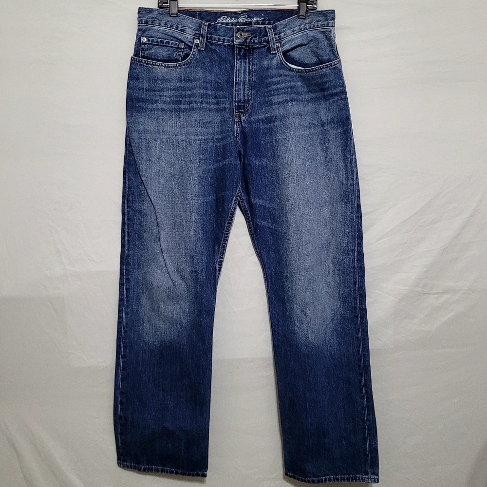 Eddie Bauer Jeans Men's 34X32 Blue Relaxed Fit 100% Cotton EUC